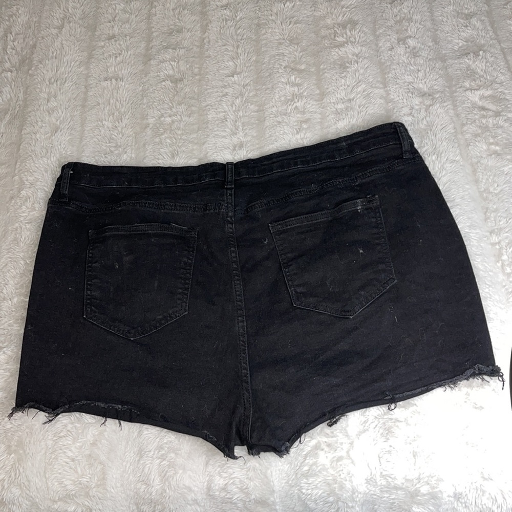 Black Distressed  Cutoffs - Picture 2 of 3